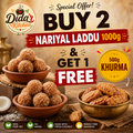 BUY 2 NARIYAL LADDU 1000g GET 1 KHURMA  500g FREE